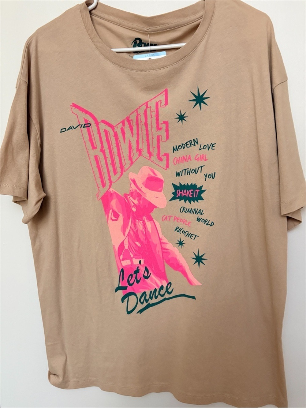 David Bowie "Let's Dance" Graphic Tee — Tan